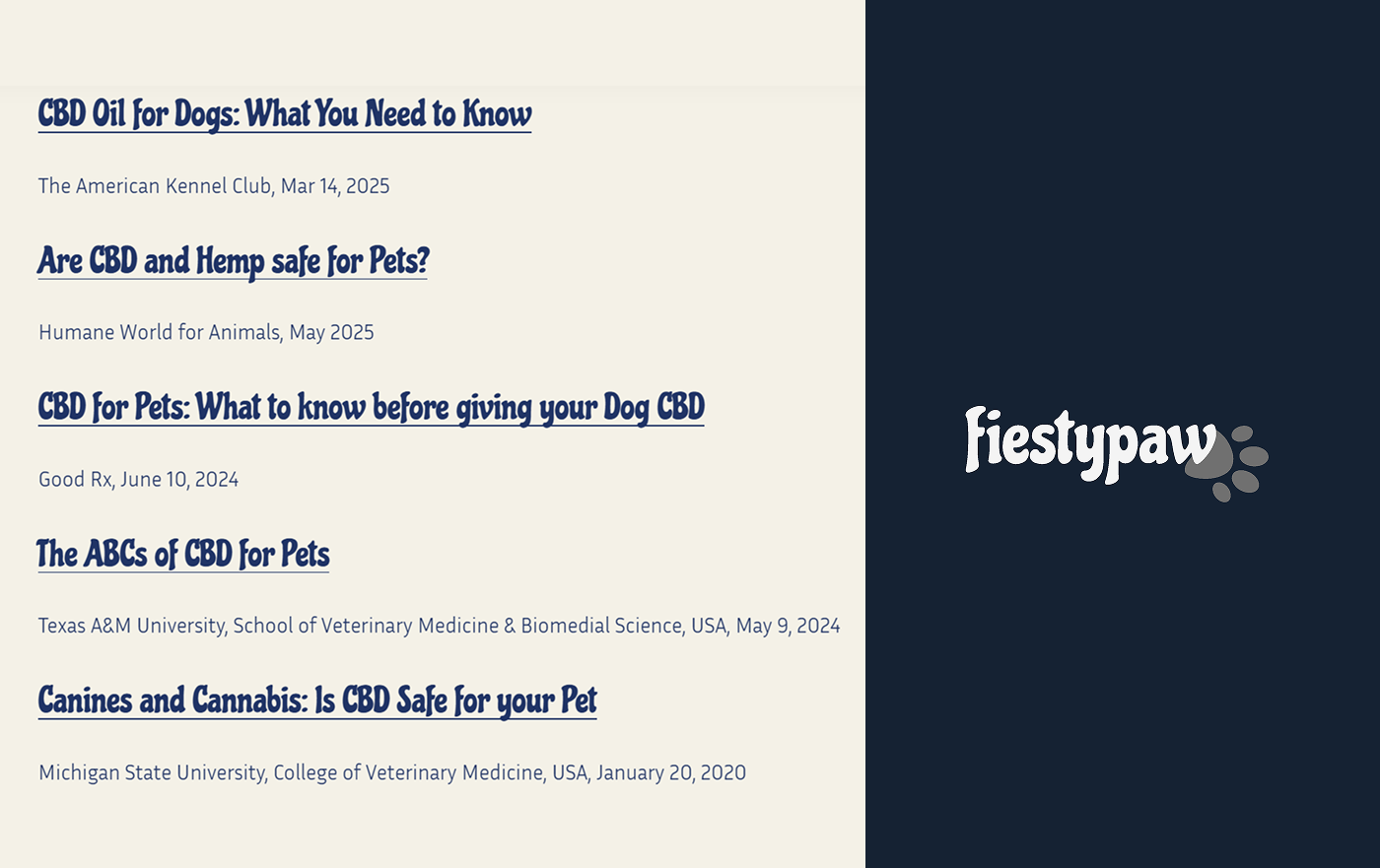 A listing of the research articles and external resources added to the Fiestypaw Blog