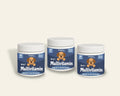 Three containers of '10 in 1 Multivitamin' for dogs on a white background