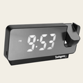 Front of Fiesty Paw Digital Alarm Clock in Black with Ceiling Projector