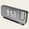 Front of Fiesty Paw Digital Alarm Clock in Black with Ceiling Projector