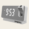 Front of Fiesty Paw Digital Alarm Clock in Black with Ceiling Projector