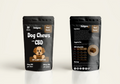 Back and front of the Fiesty Paw CBD 30-count Beef Chews pouch for dogs, highlighting CBD oil benefits for canine wellness