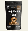 Front of Fiesty Paw CBD 30-count Beef Chews pouch for dogs, highlighting CBD oil benefits for canine wellness.