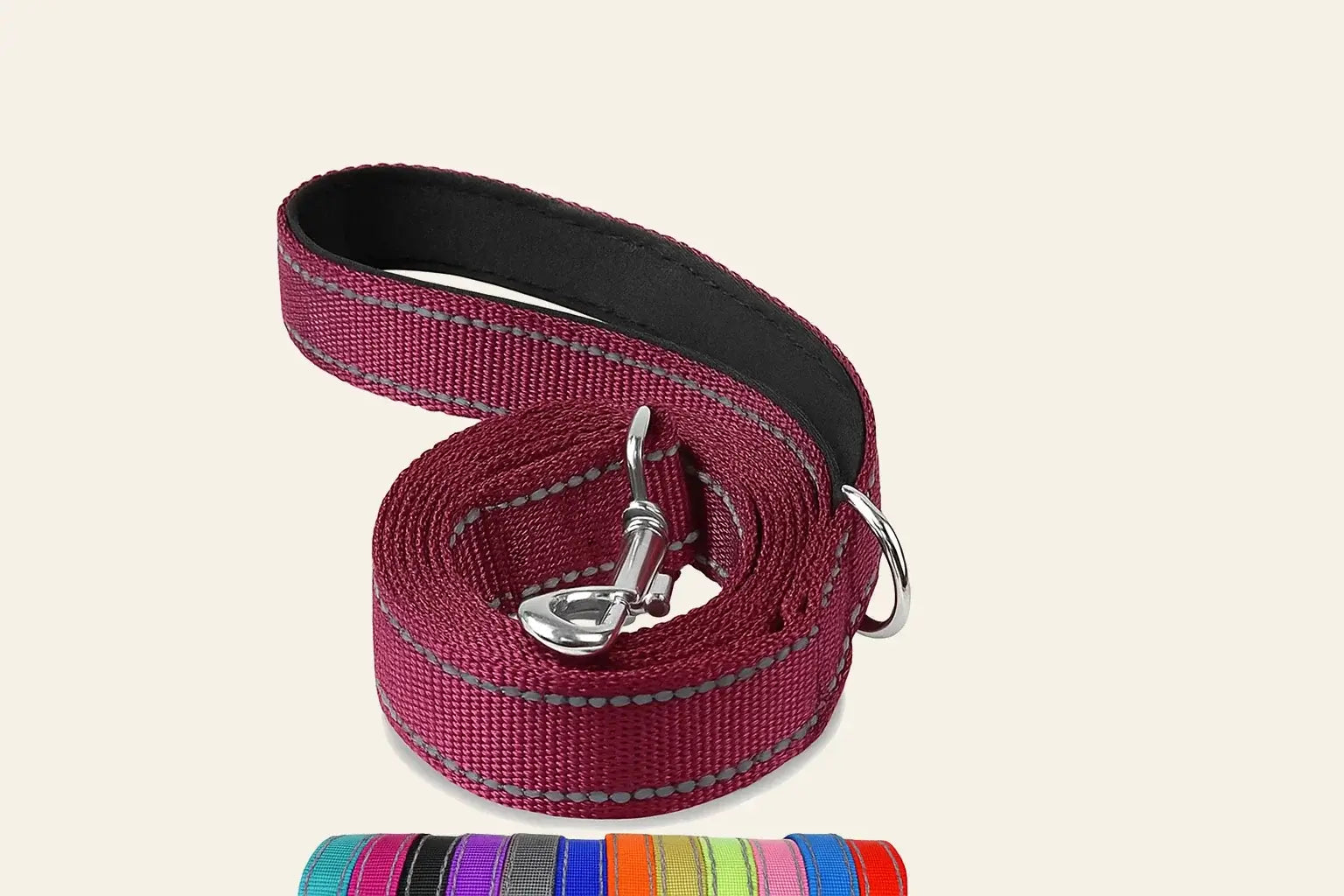 Fiesty Paw Nylon Leash in Burgundy with Slip Lead Design, highlighting maximum comfort and durability