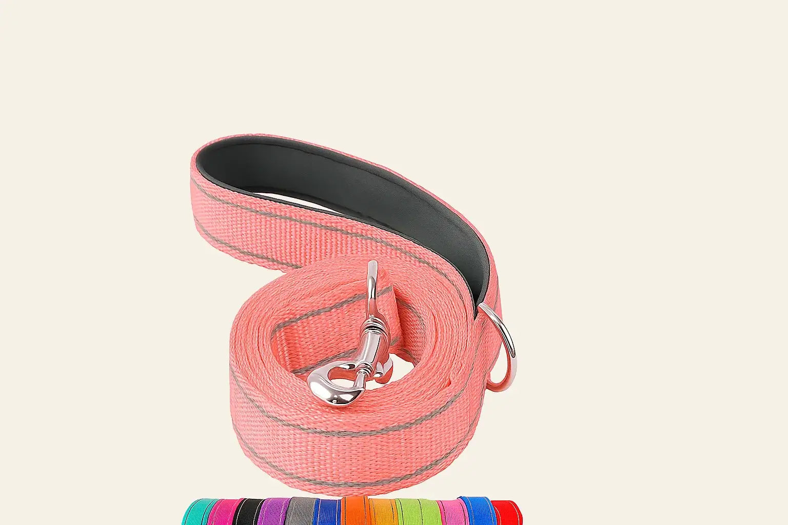 Fiesty Paw Nylon Leash in Salmon with Slip Lead Design, highlighting maximum comfort and durability