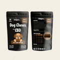 Back and Front of Fiesty Paw CBD 30-count Beef Chews pouch for dogs, highlighting CBD oil benefits for canine wellness.