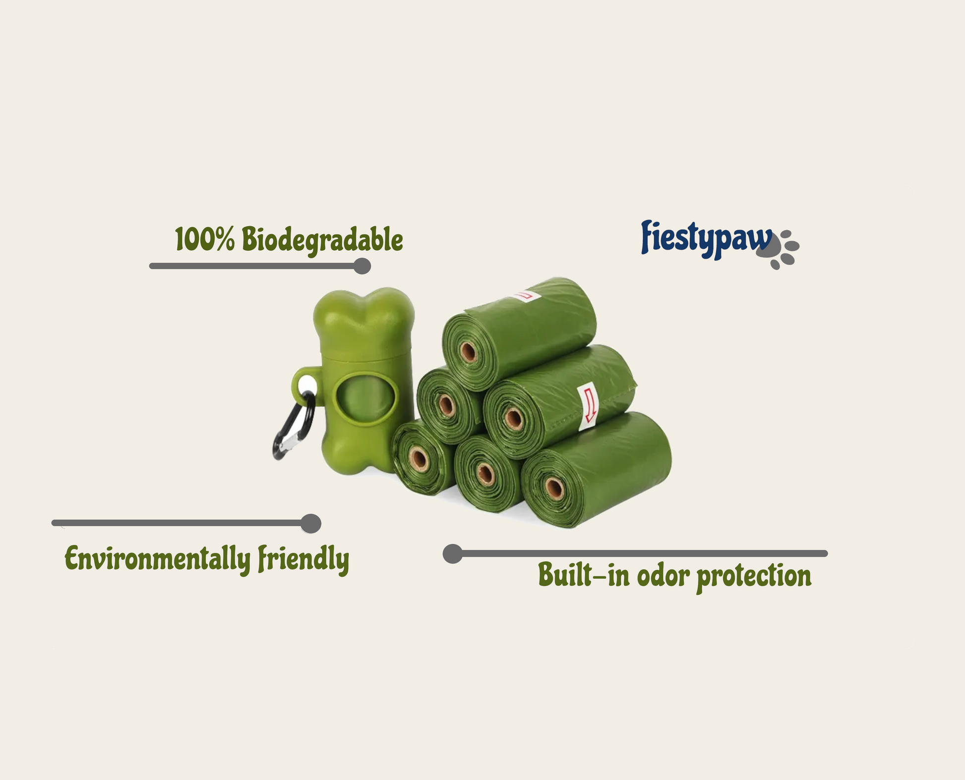 Fiesty Paw Eco-friendly & Leak-Proof Waste Bags for Dogs are Ultra-thick, tear-resistant and easy-to-use.