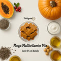 Mega Multivitamin Mix for pets with ingredients and promotional text on a white background